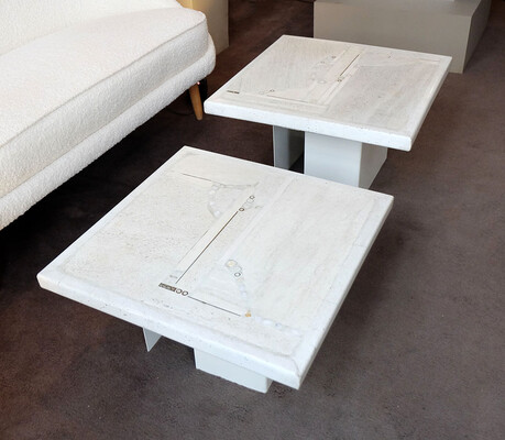 a rare pair of white Paul Kingma end or side tables