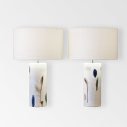 amazing pair of tubular Bruno Gambone ceramic table lamps