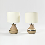 Bruno Gambone ceramis lamps with color strips