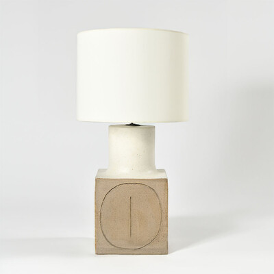 Bruno Gambone rare 70s white cubic ceramic lamp