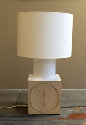 Bruno Gambone rare 70s white cubic ceramic lamp