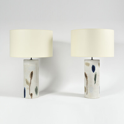 extra large ceramic table lamps pair Bruno Gambone