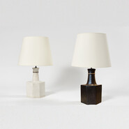 hexagonal ceramic lamps by Bruno Gambone