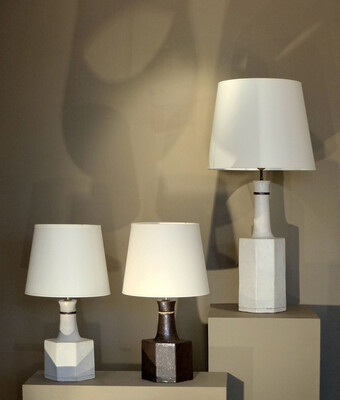 hexagonal ceramic lamps by Bruno Gambone