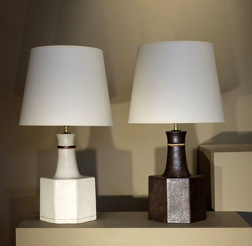 hexagonal ceramic lamps by Bruno Gambone