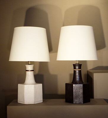 hexagonal ceramic lamps by Bruno Gambone