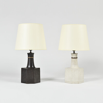 hexagonal ceramic lamps by Bruno Gambone