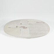 Huge Paul Kingma oval white coffee table