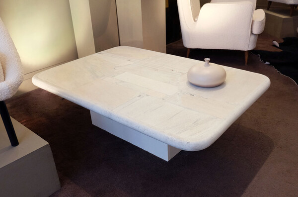 huge Paul Kingma white rectangular coffee table