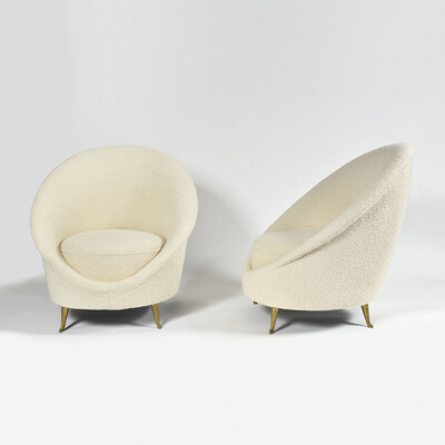 italian chic pair of round chairs