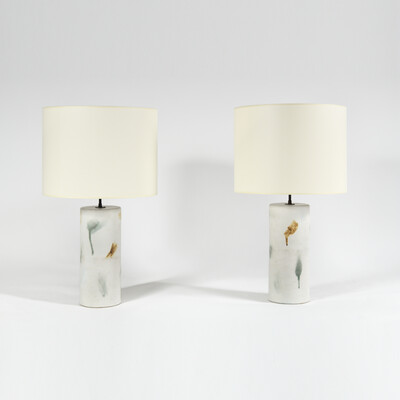 large pair Bruno Gambone lamps