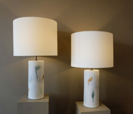 large pair Bruno Gambone lamps