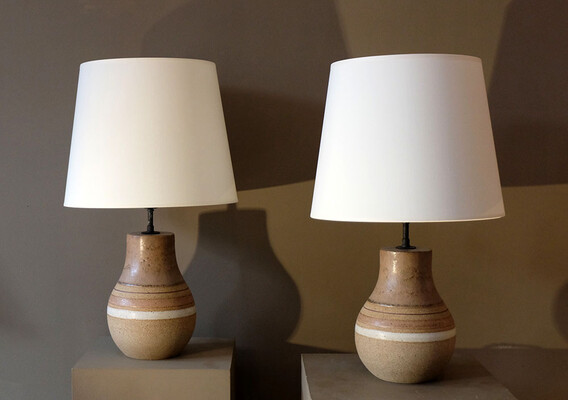 pair of sand solor bruno gambone table lamps