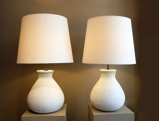 paire de lampes blanches céramique Bruno Gambone