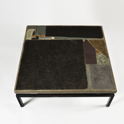 Paul Kingma Huge brutalist coffee table, 1964 – Unique Concrete & Stone Inlay