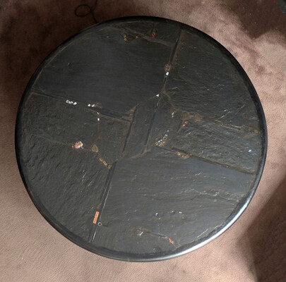 Paul Kingma huge round black coffee table 1988