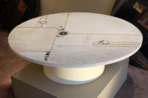 Paul Kingma white Coffee Table Unique Concrete Marble Piece