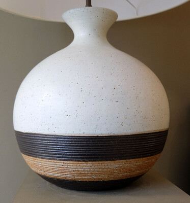 Rare Bruno Gambone big round ceramic table lamp