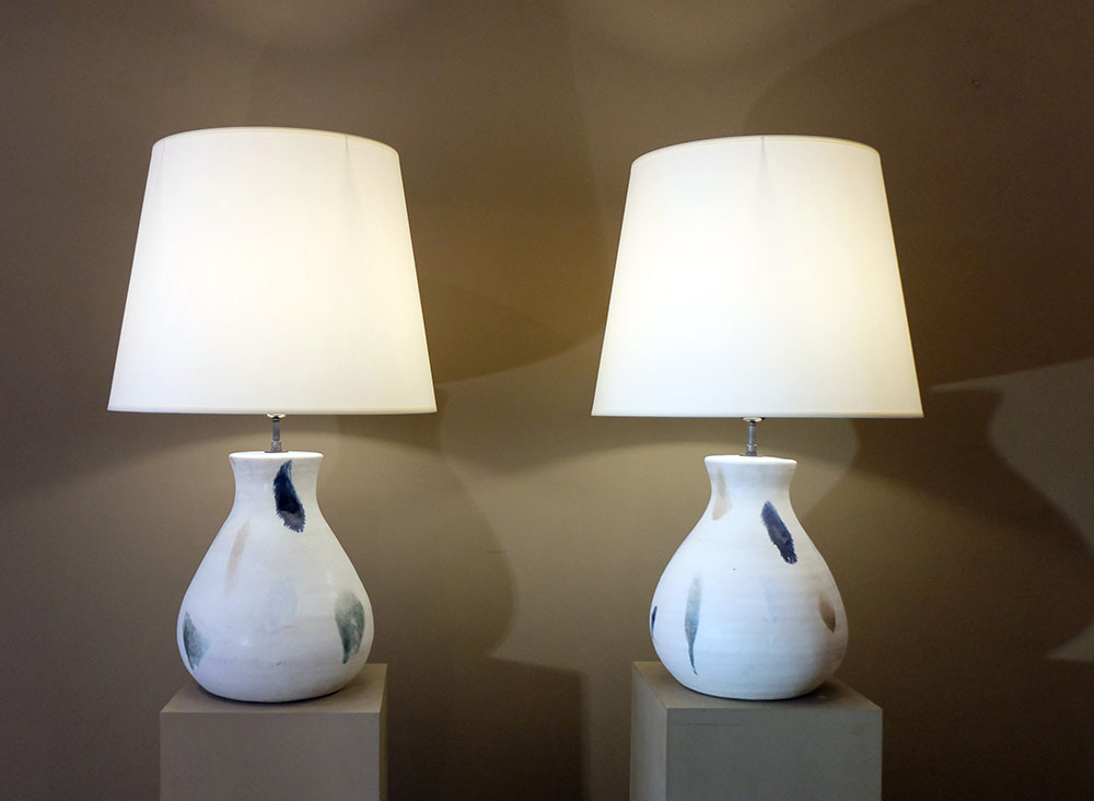 Rare Pair Bruno Gambone ceramic vintage table lamps