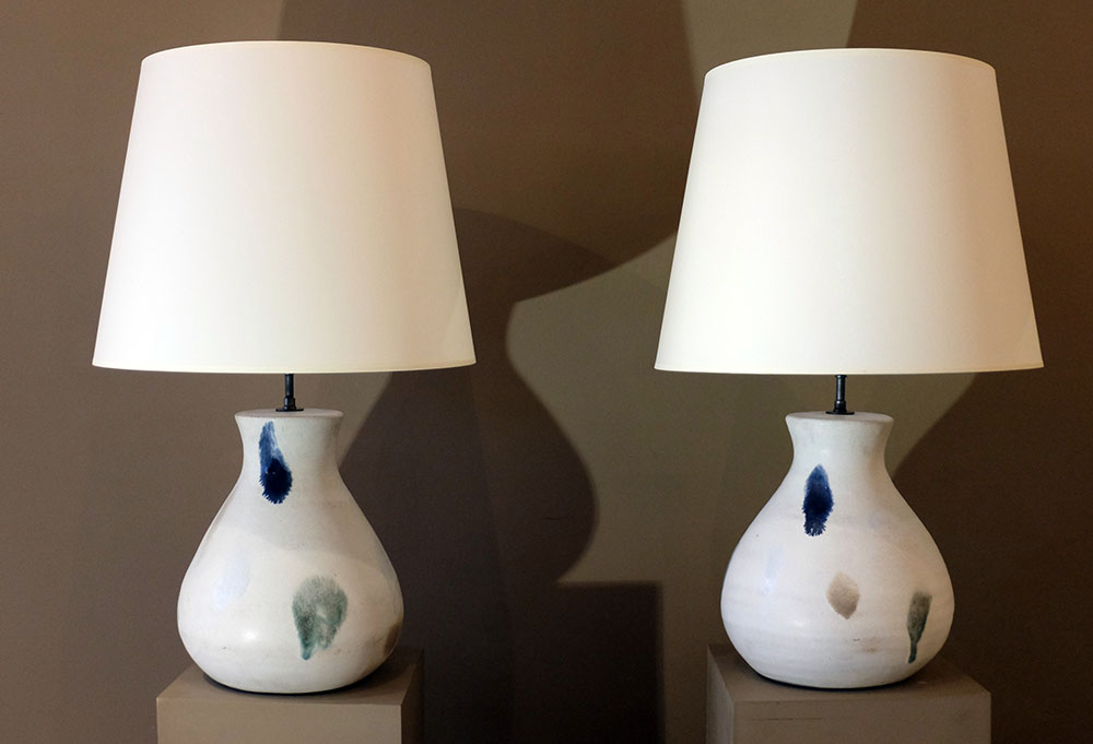 Rare Pair Bruno Gambone ceramic vintage table lamps