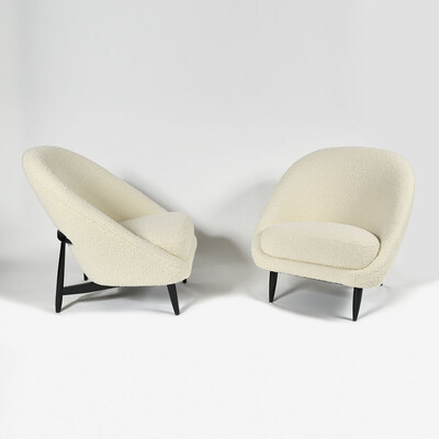 rare theo ruth artifort 115 pair of chairs black base